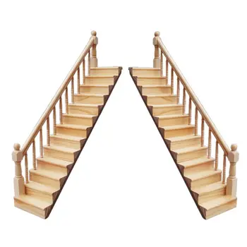 1:12 בית בובות מיניאטורי מעקה מדרגות עץ סצנה פשוטה מדרגות דגמי מיני מדרגות רהיטים עיצוב חדר