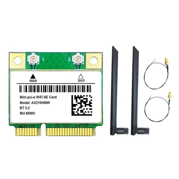 AX210HMW Wifi כרטיס+2Xantenna Wifi 6E Mini PCI-E AX210 802.11 Ax/Ac 2.4 G/5G/6Ghz BT5.2 מתאם אלחוטי עבור מחשב נייד