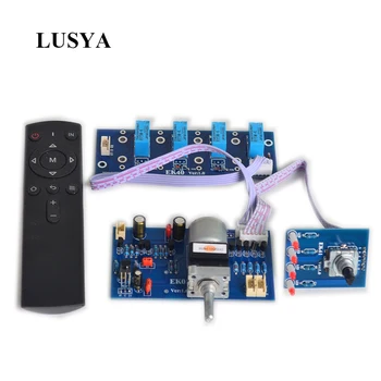 Lusya מרחוק Preamp שליטה על עוצמת הקול 4 דרכים-אודיו קלט אות בורר מיתוג + אילם HIFI לוח מגבר לשדרג