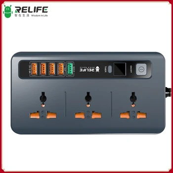 RELIFE RL-316D 2500W 5 USB טעינה מהירה משק בית חכם LED דיגיטלי תצוגת שעון עצר מתג שקע 3 אספקת חשמל שקע אוניברסלי