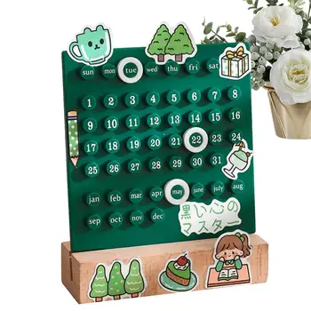 תמידי לוח שנה שולחני יצירתי המתכנן לוח שנה עם בסיס עץ לשימוש חוזר לשולחן לוח שנה שולחני אביזרי קפה בבית