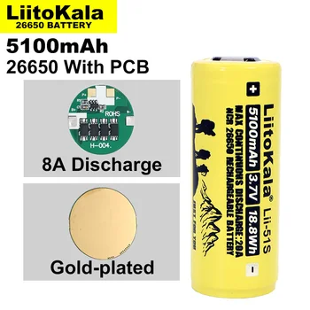 1-10PCS Liitokala אני-51 26650 8A כוח סוללת ליתיום נטענת 26650A 3.7 V 5100mA מתאים פנס PCB הגנה