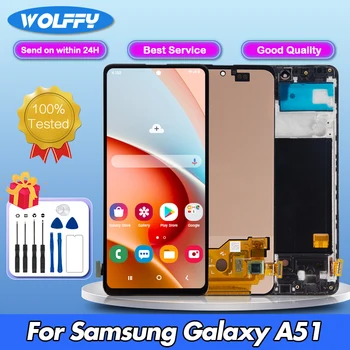 100% מקוריים AMOLED 6.5 אינץ עבור Samsung Galaxy A51 4G A515F מסך מגע Lcd דיגיטלית הרכבה החלפה