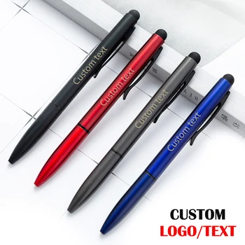 100Pcs משולבת מתכת עט מגע מותאם אישית לוגו עט כדורי נייר סיטוני ציוד לבית הספר כיתוב חרוט שמו.