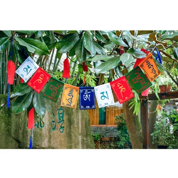 10pcs/string מיני צבעוני דגלי תפילה רוח הסוס דגל הבודהיסטית טקס דגל