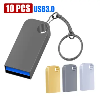 10PCS מיני-64GB 128GB USB 3.0 Flash Drive חינם מותאם אישית לוגו מתכת עט כונן דיסק פלאש 32GB 16GB לפרסום מתנה מקל USB