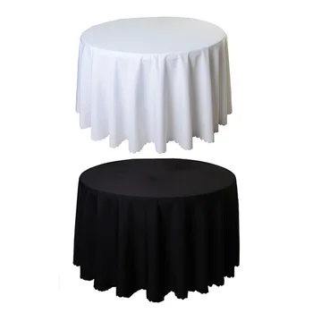 10PCS פוליאסטר סיבוב מפה לבנה לחתונה מלון בד שולחן שולחן לכסות כיסוי tapetes nappe mariage מפת שולחן שחור