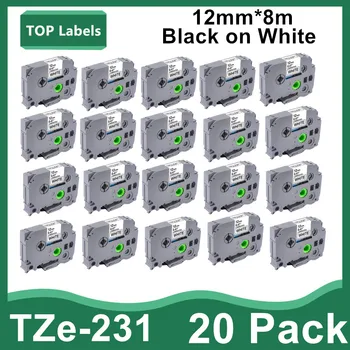 10~20PK למינציה תוויות הקלטת אחיו TZE231 טסה-231 צה 231 עובדים עבור PT-D210 PT-H100 PTD220 PT-1290 מדפסת Labeler