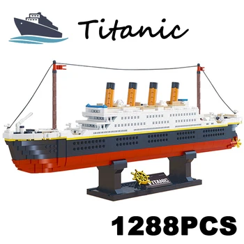 1288PCS טיטניק להרכיב ערכות קרוז אבני הבניין קישוט הבית דגם הסירה DIY לבנים צעצועים למבוגרים מתנות לילדים