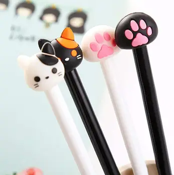 150 יח 'בצבע ג' ל עטים חתול חמוד כף דיו ג ' ל עט כתיבה סמן תלמיד משרד מכשירי כתיבה מתנה לילדים תלמידים חתול שחור.
