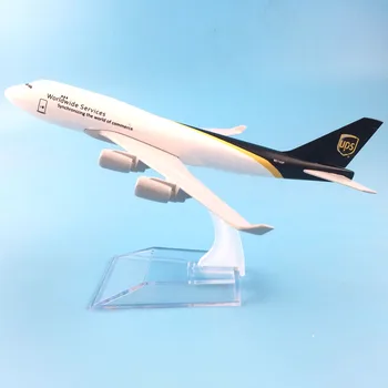 16cm סגסוגת מתכת אוויר UPS חברת התעופה בואינג 747 B747 400 דרכי הנשימה טיסה דגם מטוס המטוסים המודל כולל סטנד מתנה צעצועים לילדים