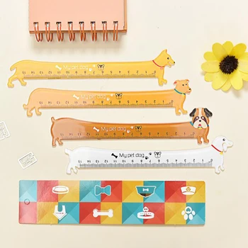 1pc Kawaii זמן הכלב עיצוב 15cm פלסטיק ישר שליט חמוד התלמידים DIY כלים פרס באיכות טובה העולמי הסיטוניים