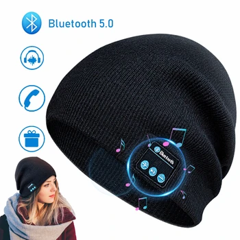 2 ב 1 אוזניות אלחוטיות למוזיקה כובע Bluetooth אוזניות 5.0 חורף חמים סורגת כובע כובע ספורט אוזניות עם מיקרופון HD לקרוא