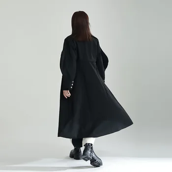 2022 בחורף מעצב מעיל בועה שרוולים המותניים כפול עם חזה טוויד מעיל ארוך פסקה דש מעיל