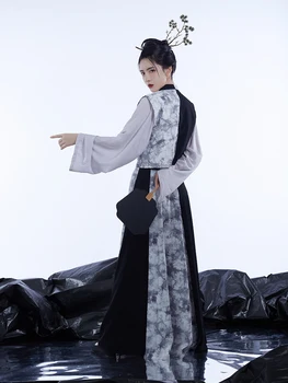 2022 סיני חריף-עשוי חולצה חצי אורך החצאית hanfu נקבה נשים שיפור סגנון 2 חתיכות להגדיר
