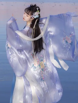 2023 אביב/קיץ חדש Hanfu גדול שרוול החולצה החזה אורך החצאית רקמה פיות סינית מסורתית השמלה לבצע