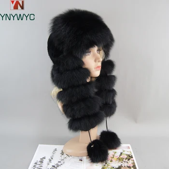 2023 יוקרה אופנה פרווה אמיתית כובעים טבעי פרווה הכובע הרוסי Ushanka נשים חורף חם ורך סגנון פופולרי נקבת זנב כובע