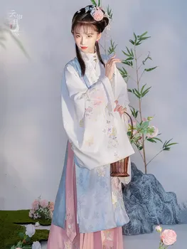 2023 מודרנית קלאסית סינית מסורתית hanfu תחפושת מעולה רקמה שרוול ארוך עממי ריקוד מינג אוריינטליים בגדים
