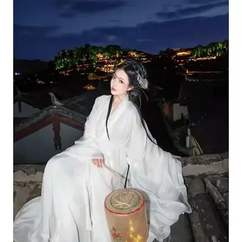 2023 נשים Hanfu שמלה סינית מסורתית Hanfu שמלת ריקוד נשי Cosplay תלבושות קיץ שמלה לבנה Hanfu נשים בתוספת גודל 2XL