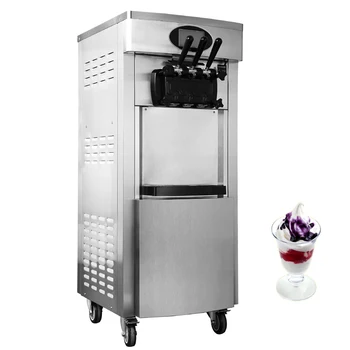 2200W מסחרי רך מכונת גלידה 3 טעמים חטיף חנות קפה 2+1 טעמים אנכי רך מכונת גלידה