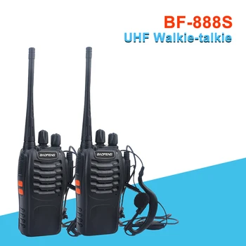 2pcs/lot משלוח חינם של מכשיר קשר baofeng bf-888s UHF baofeng חזיר חובב רדיו קול 888s 400-470MHz 16CH עם האוזנייה.