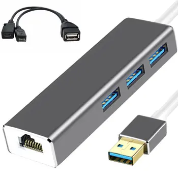 3 רכזת USB מתאם Ethernet LAN + כבל USB OTG על אש מקל 2ND GEN או אש TV3 מקל טלוויזיה 1080P