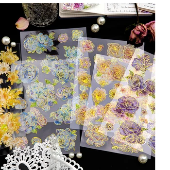 30 חבילות הסיטוניים משלוח חינם חיית המחמד מוזהב מדבקות ספרות פרחים היומן קישוט מדבקה 4 סגנונות