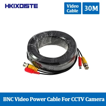 30M 100Ft וידאו BNC כבל החשמל עבור טלוויזיה במעגל סגור יום א מצלמה DVR מערכת אבטחה שחור מעקב אביזרים
