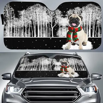 3D חמוד פון לפוג עם צעיף שלג חג המולד המכונית שמשיה, אוטומטי שמשיה על לפוג אוהבי מתנה, פוג אמא המכונית תפאורה, שמשת הרכב