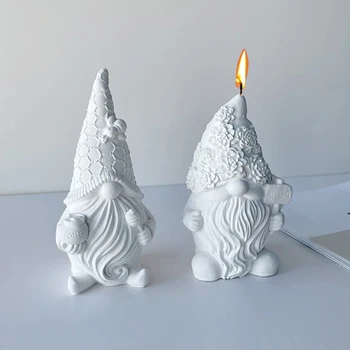 3D פנים סנטה קלאוס סיליקון נר עובש DIY עבודת יד חג המולד גמד טיח שרף עובש בבית מלאכה קישוט מתנות החג