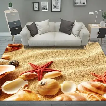 3D תלת ממדי משק הבית הרצפה מחצלת חוף דפוס בסלון שטיחים השינה, שטיחי אמבטיה רצפת מחצלת שטח גדול אנטי להחליק השטיח