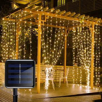 3Mx3M השמש וילון LED מחרוזת אור גרלנד אורות חג המולד החתונה פיית אור מסיבה בחצר הגן קישוט חג תאורה