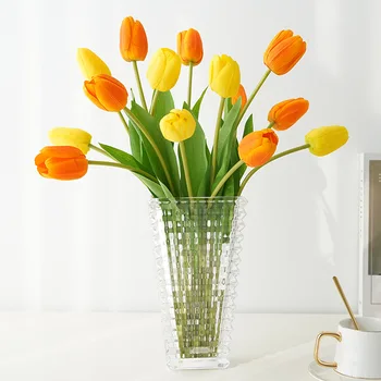 3PCS 47cm איכות גבוהה צבעוני, פרחים מלאכותיים מגע אמיתי זר מזוייף לחות פרחים עבור חתונה בבית קישוט הגן