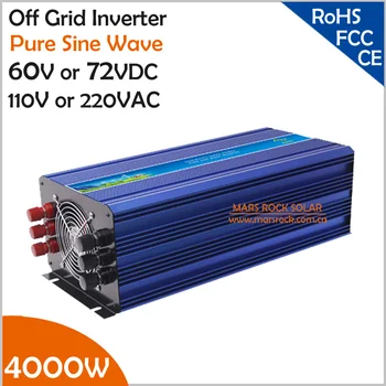 4000W 60V/72VDC 110VAC/220VAC מחוץ לרשת גל סינוס טהור מהפך ליישם השמש או הרוח מערכת החשמל, פרץ כוח 8000W