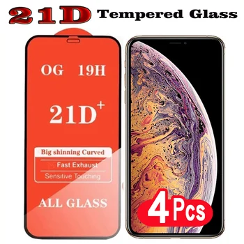 4Pcs 21D מלא כיסוי זכוכית מחוסמת לאייפון 11 12 13 14 Pro מקס XR-X XS מקס 7 8 6 6 14 פלוס מגן מסך זכוכית מגן