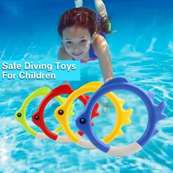 4Pcs כיף דגים צלילה טבעות מתחת למים בריכת שחייה צעצועים יצירתי חידוש צלילה צעצועים לילדים ומבוגרים Sinkable צלילה טבעות