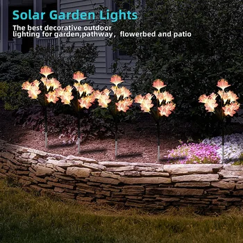 4Pcs סולארית חיצונית אורות גן פרח מנורות דקורטיביות מופעל על עמיד למים מצבי תאורה מנצנצים נוף החצר בחוץ הדשא