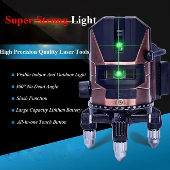 5 קווי LD לייזר ירוק 360° אופקי אנכי עצמית פילוס דיוק גבוה ראות מקצועית פילוס למדוד כלי