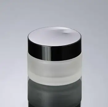 50 גרם(50ml) חלבית זכוכית שקופה קרם צנצנות בקבוק עם שחור מכסים, קוסמטיקה, מכולות,אריזות מוצרי קוסמטיקה בקבוקים ריקים SN229