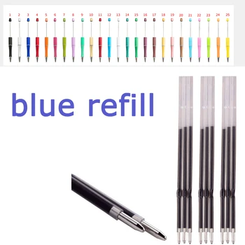 50pcs/lot כחול מילוי חרוזים עט מילוי כדורי מילוי DIY Beadable עט מילוי ס משרד עט מילוי