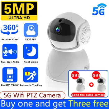 5MP מצלמת IP PTZ 2.4 G/5G WiFi מצלמת אבטחה בבית AITracking מצלמת מעקב מיני Buy1 Send3 מתנה חכם בייבי מוניטור