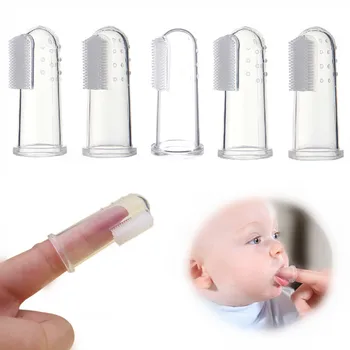5pcs/lot שקוף האצבע הקטנה מברשת שיניים בטיחות סיליקון התינוק הכשרה מברשת השיניים ברור עיסוי על טיפול אוראלי