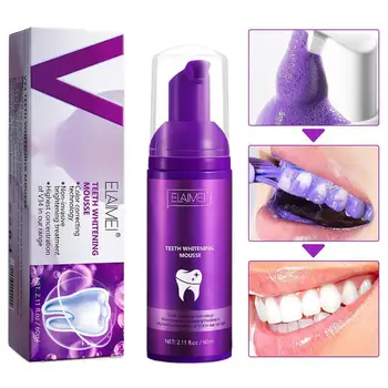 60ml סגול שן מוס ניקוי תיקון הלבנת נגד אלרגיה שיפור אמייל רגישות הסרת כתמים קלים משחת שיניים