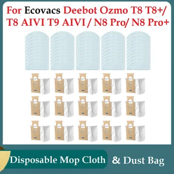 65Pcs על Ecovacs Deebot Ozmo T8 T8+/ T8 AIVI T9 AIVI / N8 Pro/ N8 Pro+ אבק רובוט החלפה חד פעמית סמרטוט בד שקית אבק