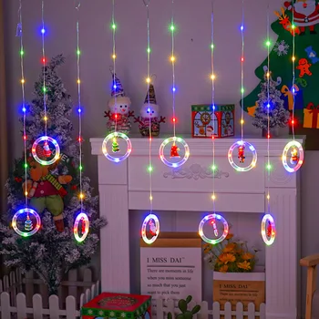 8 מהבהב מצבי חג מולד פיות אור וילון מחרוזת השינה חג המולד קישוט נואל חג המולד קישוט הבית החדש שנת 2023 Navidad