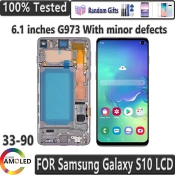 AAA+ איכות Lcd עבור S10 תצוגת LCD עם מסגרת עבור Samsung Galaxy S10 G973F/DS G973 G973U SM-G973 מסך מגע LCD נבדק