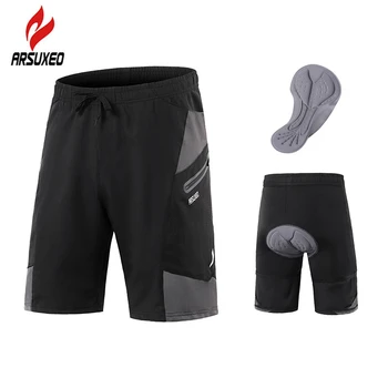 ARSUXEO 2 ב-1 לגברים MTB קצרות עם Shockproof ג ' ל פד רעיוני לנשימה יבש מהירה רכיבה על אופניים אופני אופניים קצרים MTB בגדים