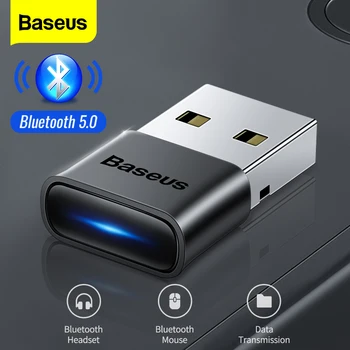 Baseus USB Bluetooth 5.1 Dongle מתאם Aux משדר מקלט אודיו למחשב רמקול נייד אלחוטי עכבר USB משדר