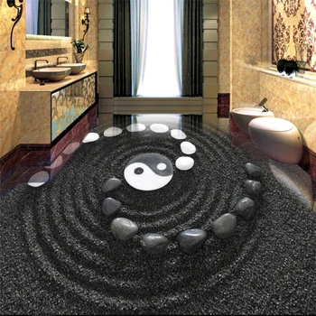beibehang חול שחור מרוצף חדר רחצה 3D אמנות קומה מותאם אישית גדול פרסקו pvc לביש קומה מדבקות הנייר דה parede