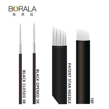 Borala 30Pcs כוכב 3D מחטי קעקוע Microblading מחטים איפור קבוע גבות שפתיים להב רקמה ידנית קעקוע עט כלים